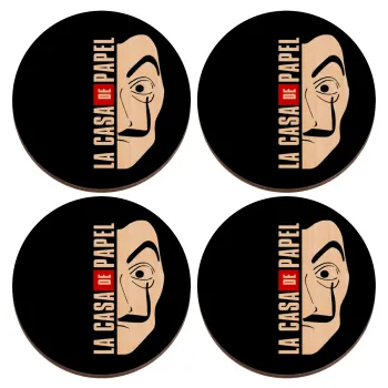 La casa de papel vertical, ΣΕΤ x4 Σουβέρ ξύλινα στρογγυλά plywood (9cm)