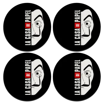 La casa de papel vertical, SET of 4 round wooden coasters (9cm)