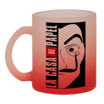 La casa de papel vertical, Κούπα γυάλινη δίχρωμη με βάση το κόκκινο ματ, 330ml