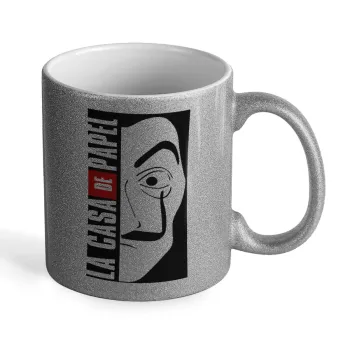 La casa de papel vertical, Κούπα Ασημένια Glitter που γυαλίζει, κεραμική, 330ml