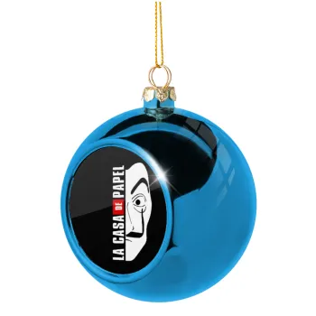 La casa de papel vertical, Blue Christmas tree ball ornament 8cm