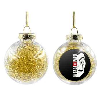 La casa de papel vertical, Transparent Christmas tree ball ornament with gold filling 8cm