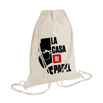 La casa de papel, Backpack bag GYMBAG natural (28x40cm)