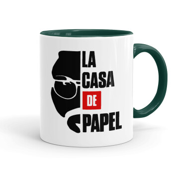 La casa de papel, Κούπα χρωματιστή πράσινη, κεραμική, 330ml