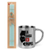 Easter Set, metallic thermal cup (300ml) & aromatic flat Easter candle (30cm) (TURQUOISE)