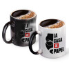 Color changing magic Mug, ceramic, 330ml when adding hot liquid inside, the black colour desappears (1 pcs)