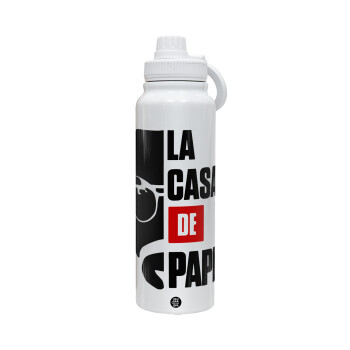 La casa de papel, 1L Stainless Steel Thermal Bottle with Phone Holder & Double Wall Insulation