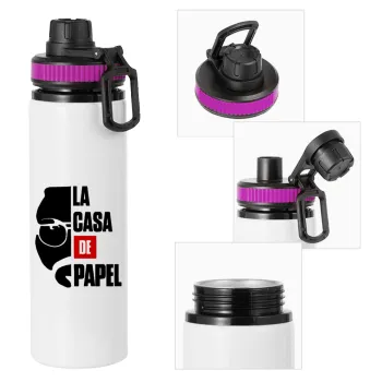 La casa de papel, Metallic water bottle with safety lid, 850ml aluminum