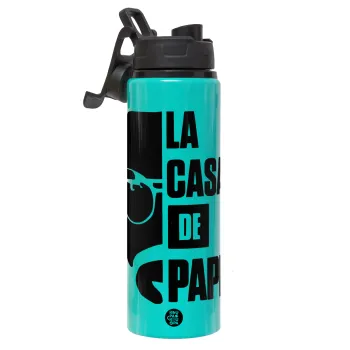 La casa de papel, Metallic water bottle with safety lid, 850ml aluminum