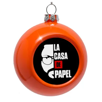 La casa de papel, Στολίδι Χριστουγεννιάτικη μπάλα δένδρου Πορτοκαλί 8cm