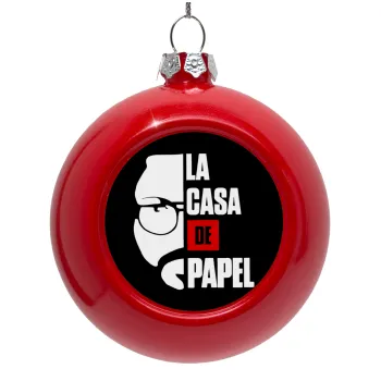 La casa de papel, Στολίδι Χριστουγεννιάτικη μπάλα δένδρου Κόκκινη 8cm