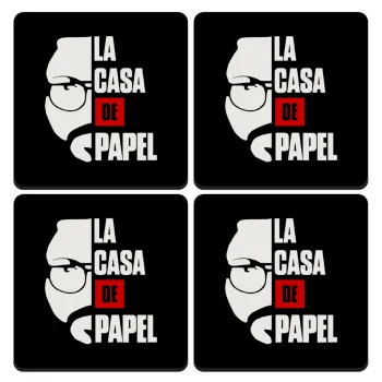 La casa de papel, ΣΕΤ 4 Σουβέρ ξύλινα τετράγωνα (9cm)