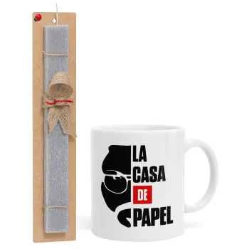 La casa de papel, Easter Set, Ceramic Cup (330ml) & Easter aromatic flat candle (30cm) (GRAY)