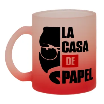 La casa de papel, Κούπα γυάλινη δίχρωμη με βάση το κόκκινο ματ, 330ml