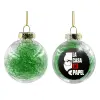 Transparent Christmas tree ball ornament with green filling 8cm
