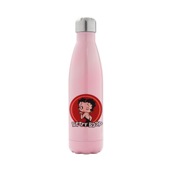 Betty Boop kiss, Μεταλλικό παγούρι θερμός Ροζ Ιριδίζον (Stainless steel), διπλού τοιχώματος, 500ml