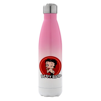 Betty Boop kiss, Metal mug thermos Pink/White (Stainless steel), double wall, 500ml