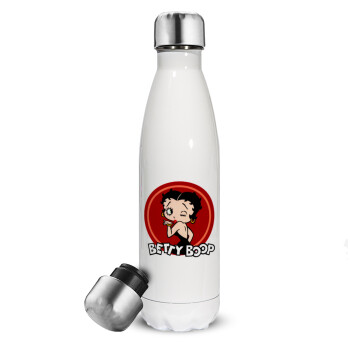 Betty Boop kiss, Metal mug thermos White (Stainless steel), double wall, 500ml