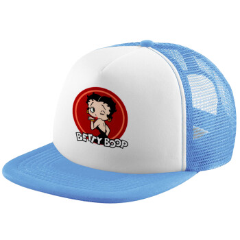 Betty Boop kiss, Καπέλο Soft Trucker με Δίχτυ Γαλάζιο/Λευκό