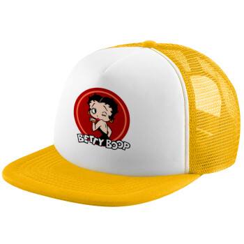 Betty Boop kiss, Καπέλο Soft Trucker με Δίχτυ Κίτρινο/White 