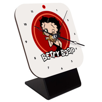 Betty Boop kiss, Quartz Wooden table clock with hands (10cm)
