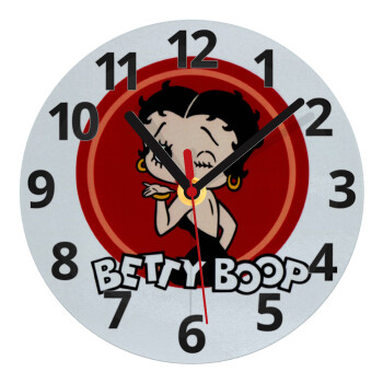 Betty Boop kiss, Ρολόι τοίχου γυάλινο (20cm)
