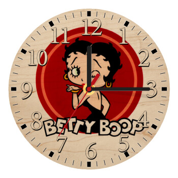 Betty Boop kiss, Ρολόι τοίχου ξύλινο plywood (20cm)