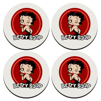 Betty Boop kiss, SET of 4 round wooden coasters (9cm)