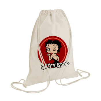 Betty Boop kiss, Backpack bag GYMBAG natural (28x40cm)