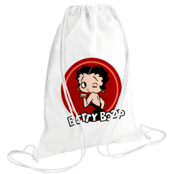 Betty Boop kiss, Τσάντα πλάτης πουγκί GYMBAG λευκή (28x40cm)