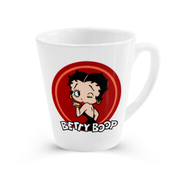 Betty Boop kiss, Κούπα κωνική Latte Λευκή, κεραμική, 300ml