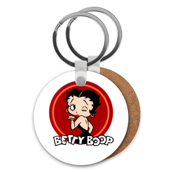 Betty Boop kiss, Μπρελόκ Ξύλινο στρογγυλό MDF Φ5cm