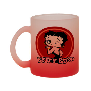 Betty Boop kiss, Κούπα γυάλινη δίχρωμη με βάση το κόκκινο ματ, 330ml