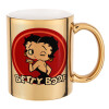 Betty Boop kiss, Κούπα κεραμική, χρυσή καθρέπτης, 330ml