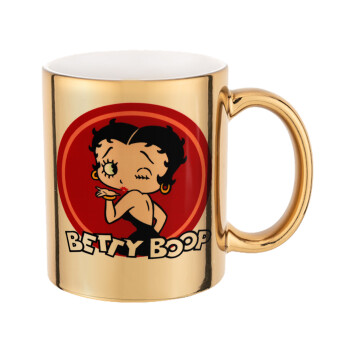 Betty Boop kiss, Κούπα κεραμική, χρυσή καθρέπτης, 330ml