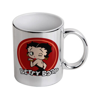 Betty Boop kiss, Mug ceramic, silver mirror, 330ml