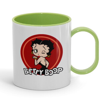 Betty Boop kiss, Κούπα (πλαστική) (BPA-FREE) Polymer Πράσινη για παιδιά, 330ml