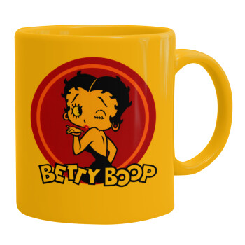 Betty Boop kiss, Ceramic coffee mug yellow, 330ml