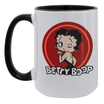 Betty Boop kiss, Κούπα Mega 15oz, κεραμική Μαύρη, 450ml