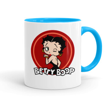 Betty Boop kiss, Κούπα χρωματιστή γαλάζια, κεραμική, 330ml