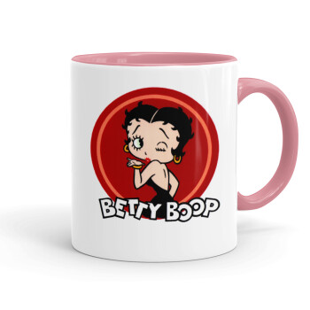 Betty Boop kiss, Κούπα χρωματιστή ροζ, κεραμική, 330ml