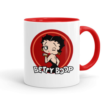 Betty Boop kiss, Κούπα χρωματιστή κόκκινη, κεραμική, 330ml