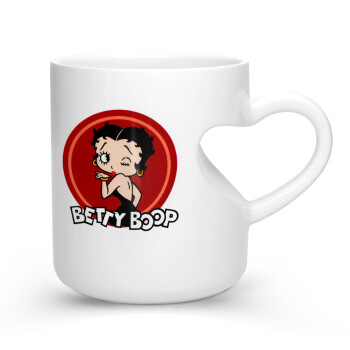 Betty Boop kiss, Κούπα καρδιά λευκή, κεραμική, 330ml