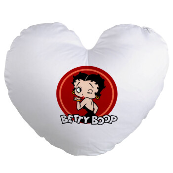 Betty Boop kiss, Μαξιλάρι καναπέ καρδιά 40x40cm περιέχεται το  γέμισμα