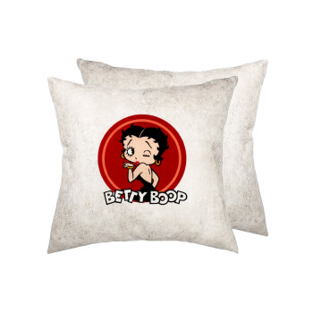 Betty Boop kiss, Μαξιλάρι καναπέ Δερματίνη Γκρι 40x40cm με γέμισμα