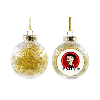 Betty Boop kiss, Transparent Christmas tree ball ornament with gold filling 8cm