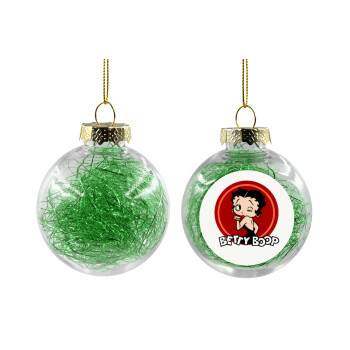 Betty Boop kiss, Χριστουγεννιάτικη μπάλα δένδρου διάφανη με πράσινο γέμισμα 8cm
