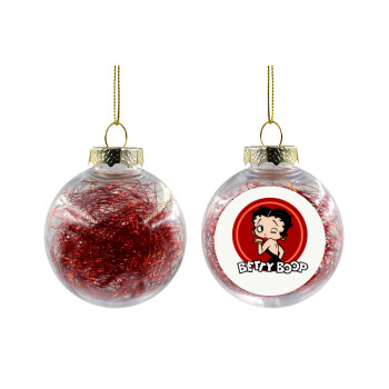 Betty Boop kiss, Χριστουγεννιάτικη μπάλα δένδρου διάφανη με κόκκινο γέμισμα 8cm