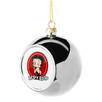 Betty Boop kiss, Χριστουγεννιάτικη μπάλα δένδρου Ασημένια 8cm