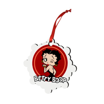 Betty Boop kiss, Χριστουγεννιάτικο στολίδι snowflake ξύλινο 7.5cm